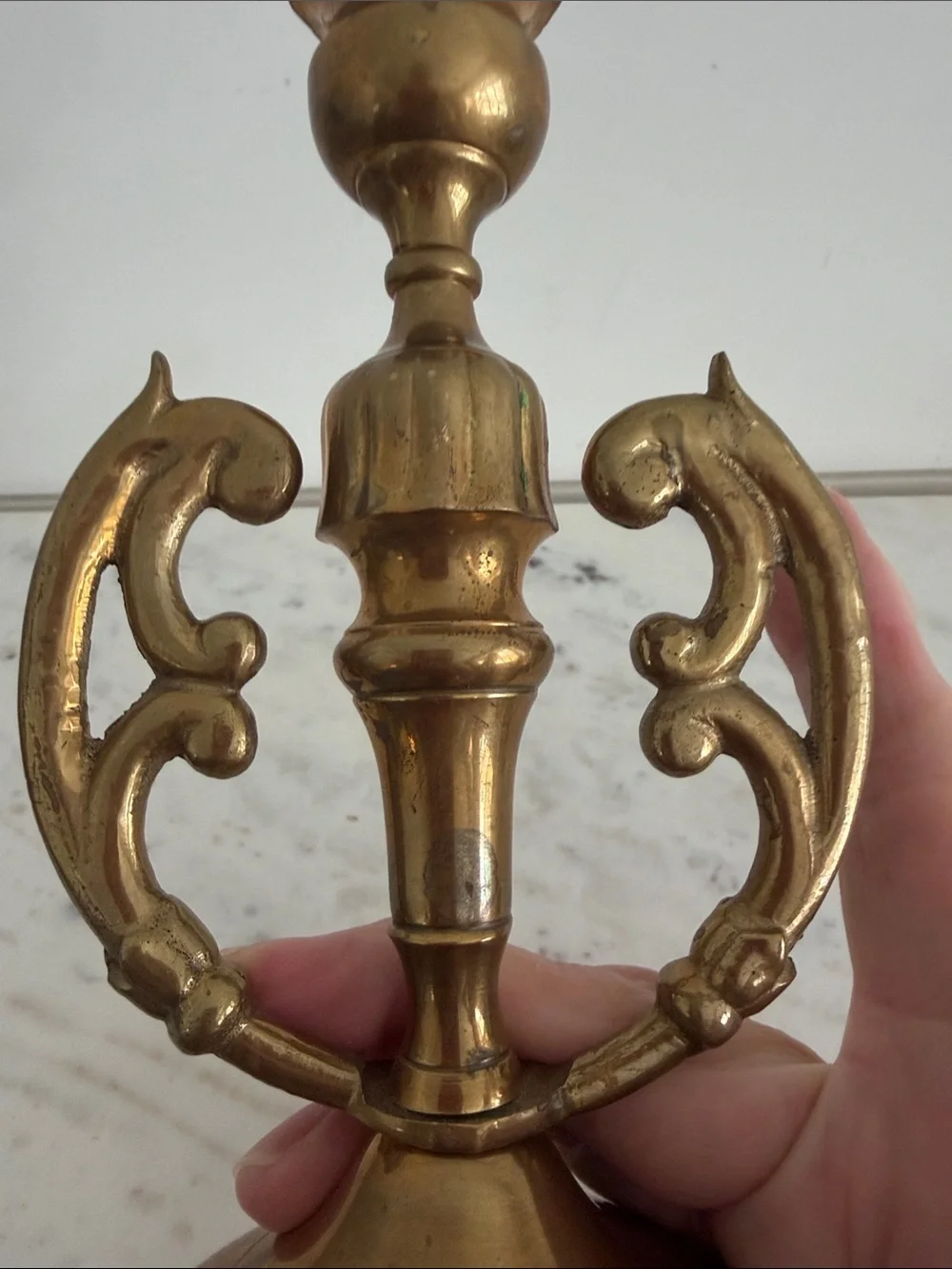 Vintage Brass Candle Holder Scrolls 6.5 inch